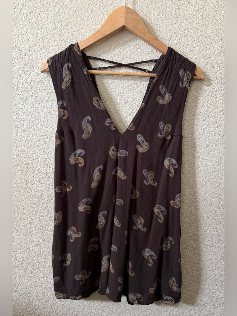 Free People Size XS Brown  Jagger Printed Mini Dress/Tunic +pockets Lined